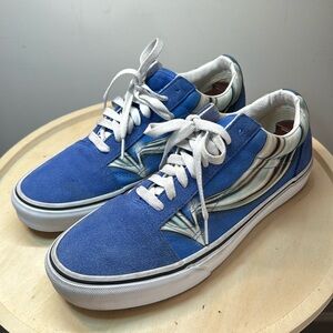 Men’s Vans Old Skool Blue Canvas and Suede Airbrush Limited Edition Skate Shoes